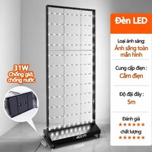 Khung Đèn LED Toàn Màn Hình 80x160cm Chống Nước Chống Gió 31W - Cắm Điện + Bánh Xe (80x160cm)